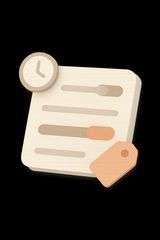 Abstract settings panel with sliders, clock, and tag icons for self-serve control.